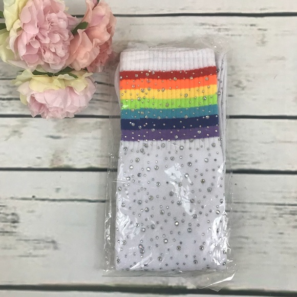 Sexy Bling Rhinestone Over The Knee Rainbow Socks - Picture 7 of 8